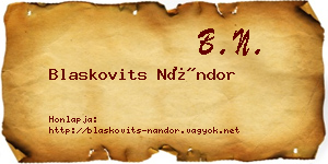 Blaskovits Nándor névjegykártya